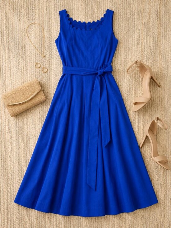 Anne Klein Dresses & Skirts - Anne Klein Blue MIDI Dress Fit and Flare Sleeveless Size 8 NWT